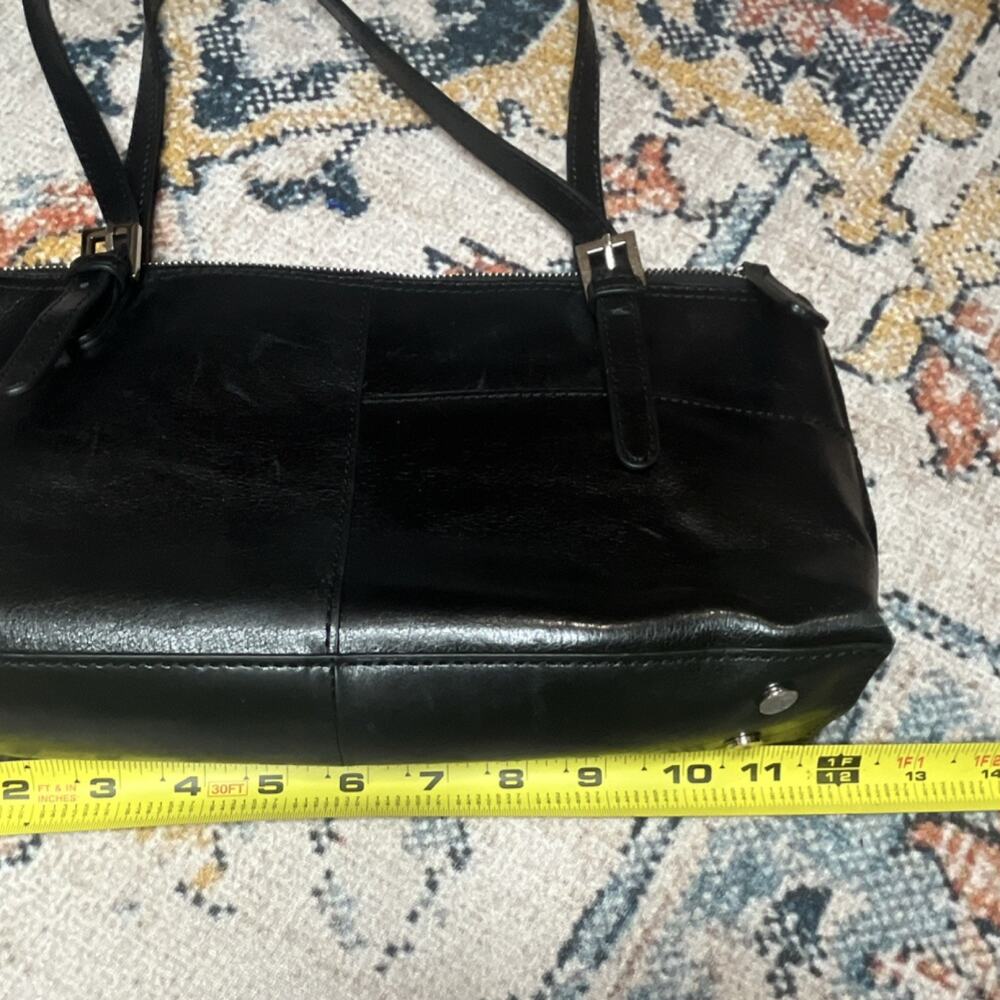 Hobo The Original Black Shoulder Bag Zip Closure Houndstooth Lining Pockets - Picture 8 of 10